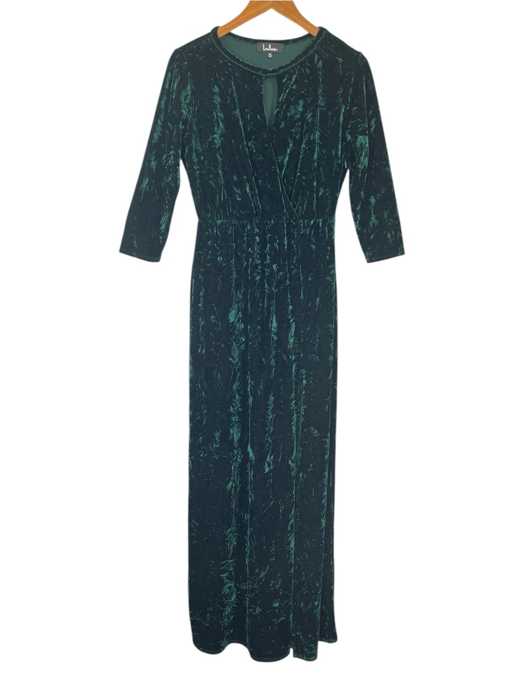 Lulus Keep Love Alive Forest Green Velvet Maxi Dress Size XL - Picture 6 of 12